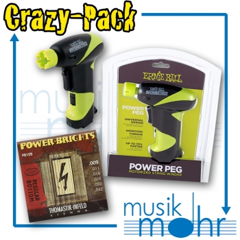Musik Mohr Crazy-Pack CP18 Ernie Ball Power Peg Saitenkurbel elektrisch + Thomastik Power Brights PB109