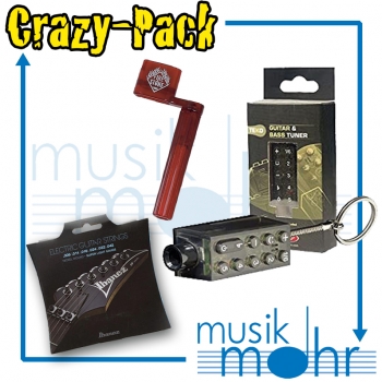 Musik Mohr Crazy-Pack CP16 Ibanez E-Gitarren Saiten + TEKO Tuner mit Schlüsselring + Saitenkurbel