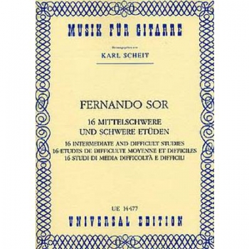 16 mittelschwere Etüden + schwere Etüden, Sor