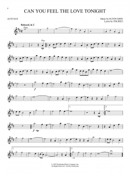 Preview: The Lion King for Alto Sax+Online Audio