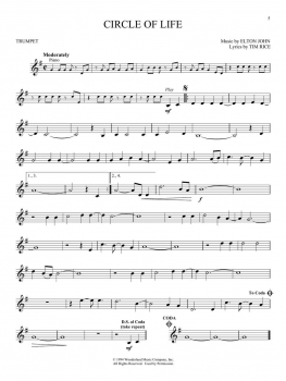 The Lion King for Trumpet+Online Audio