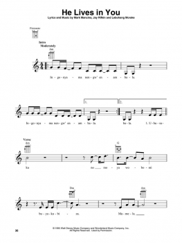 The Lion King Ukulele Songbook