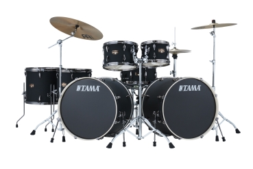 TAMA Imperialstar Drum Set 7 teilig - Blacked Out Black / Black Nickel HW + MEINL Cymbals HCS Cymbal Kit