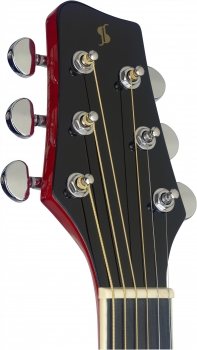 Preview: STAGG SA35 DS-TR Slope Shoulder Dreadnought Gitarre, Transparent Rot