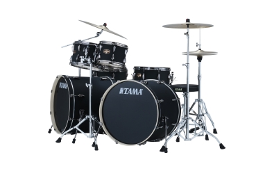 Preview: TAMA Imperialstar Drum Set 7 teilig - Blacked Out Black / Black Nickel HW + MEINL Cymbals HCS Cymbal Kit