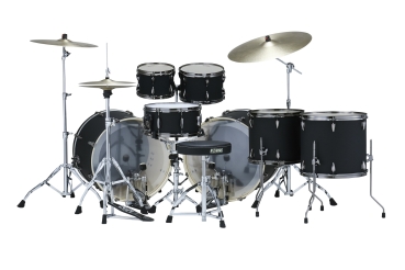 Preview: TAMA Imperialstar Drum Set 7 teilig - Blacked Out Black / Black Nickel HW + MEINL Cymbals HCS Cymbal Kit