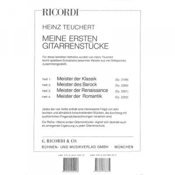 Meine ersten Gitarrenstücke: Meister der Renaissance