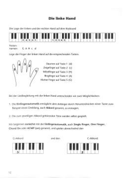 Die Taste 1 Keyboardschule