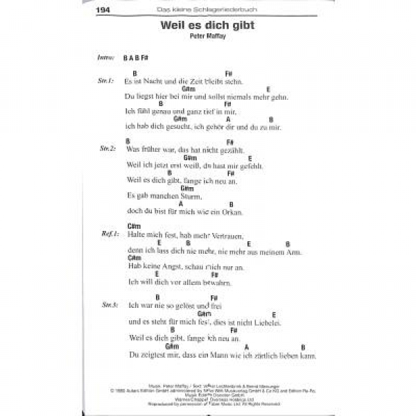 Das kleine Schlagerliederbuch