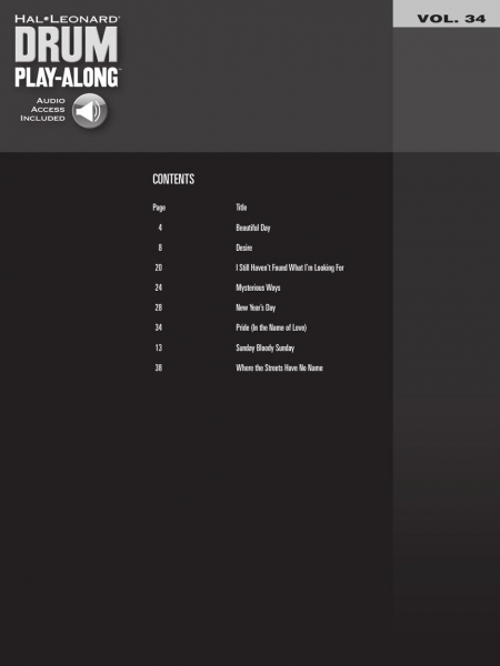 U2 Drum Play-Along Volume 34