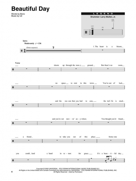 U2 Drum Play-Along Volume 34