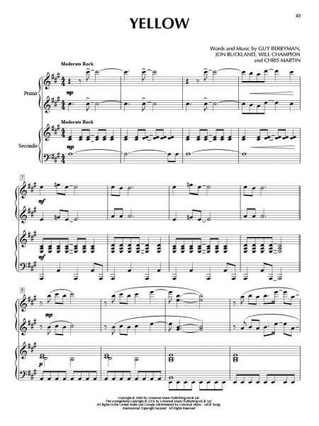 Coldplay Piano Duet Play-Along Volume 45