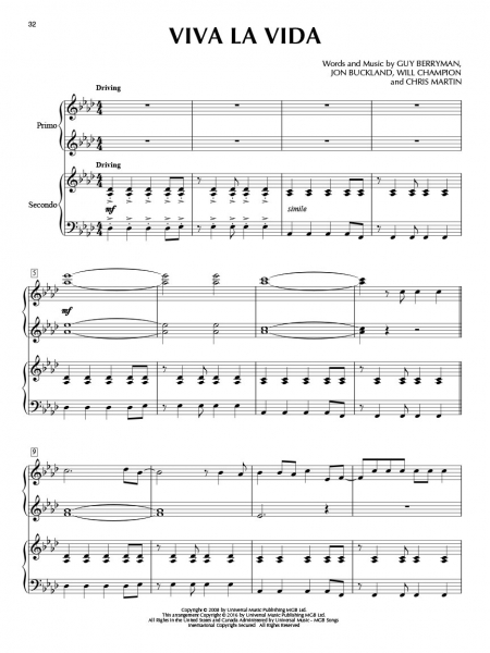 Coldplay Piano Duet Play-Along Volume 45