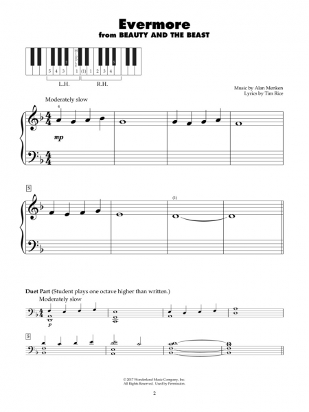 Disney Latest Movie Hits Five Finger Piano