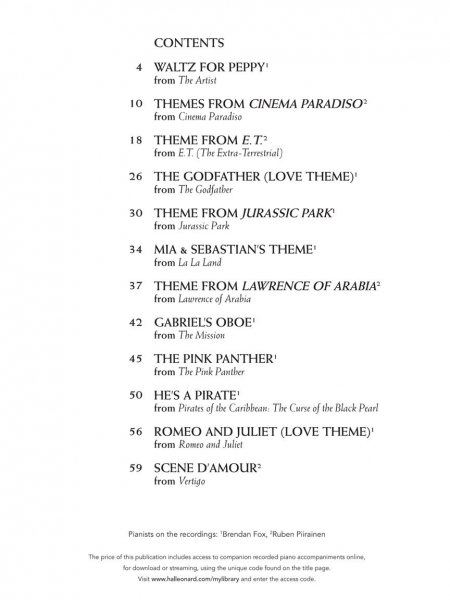 Movie Themes for Cello and Piano