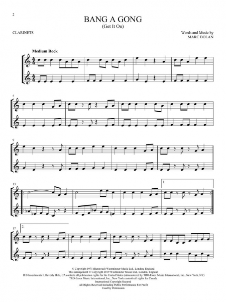 Classic Rock for Two Clarinets