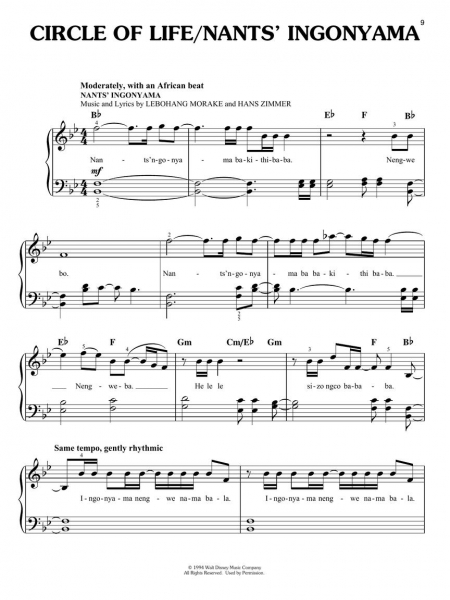 The Lion King Easy Piano Songbook
