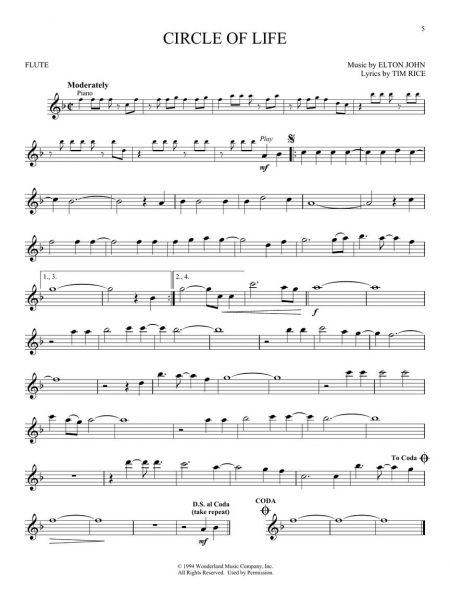 The Lion King for Flute+Online Audio