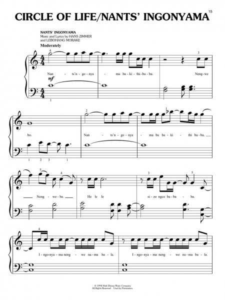 The Lion King Big Note Piano