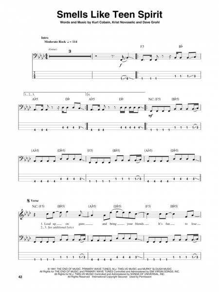 Nirvana Bass Play-Along Volume 25