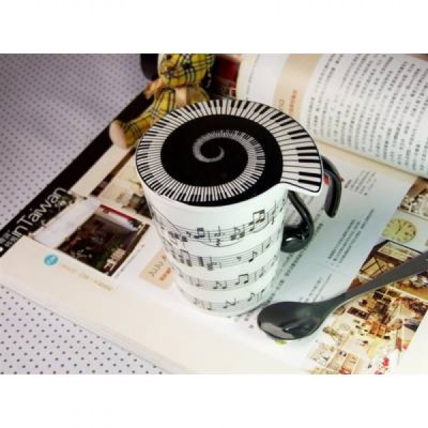 Tasse Notenlinie mit Deckel