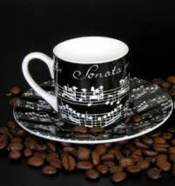 Espresso Tasse + Untertasse, schwarz