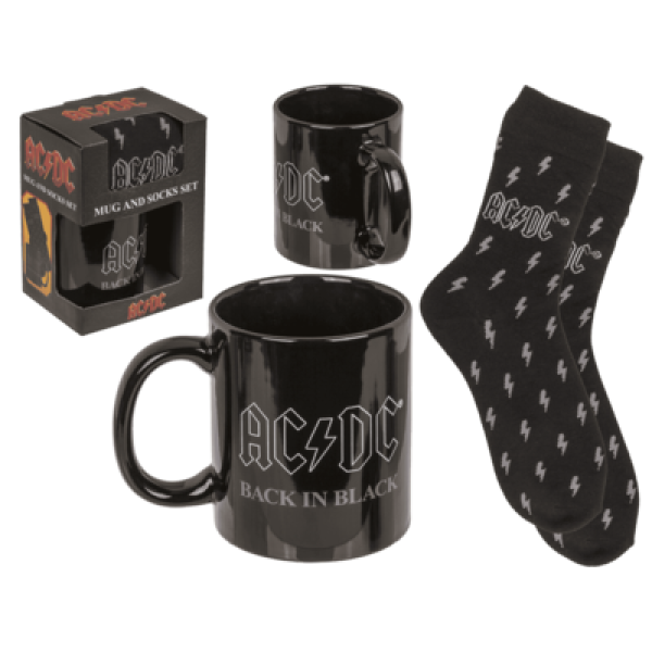 Geschenkset AC/DC „Back in Black“ – Becher & Socken