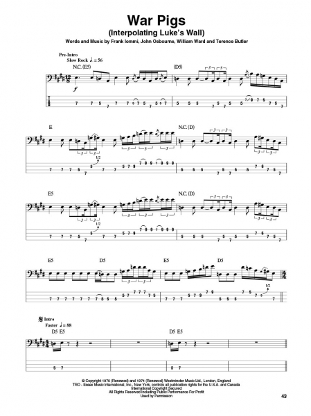 Black Sabbath Bass Play-Along Volume 26