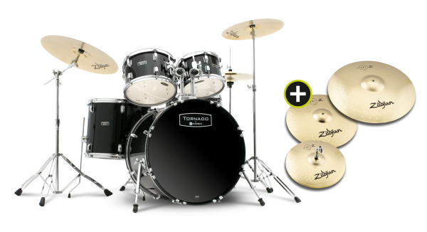 MAPEX Komplettset, Tornado, Fusion, Zildjian Planet Z Bundle, Black